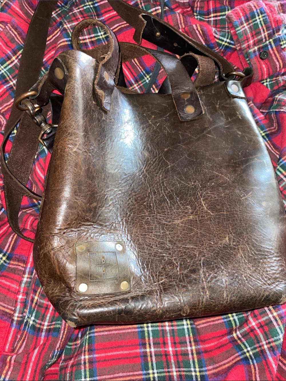 Bergamot + Amor Vintage-Style Brown Leather Bag
